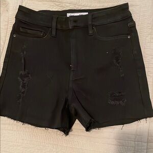 Black Distressed Denim Shorts